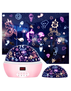 Proyector de Luz Nocturna MOKOQI Unicornio y Osito LED