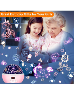 Proyector de Luz Nocturna MOKOQI Unicornio y Osito LED 2