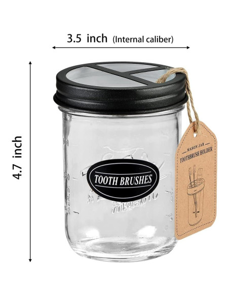 Soporte para Cepillos de Dientes Komashr con Tarro 0.47L Negro Soporte para Cepillos de Dientes Komashr con Tarro 0.47L Negro