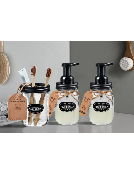 Soporte para Cepillos de Dientes Komashr con Tarro 0.47L Negro Soporte para Cepillos de Dientes Komashr con Tarro 0.47L Negro