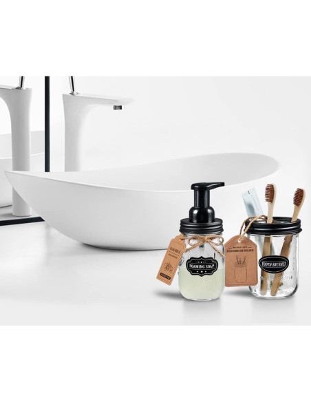 Soporte para Cepillos de Dientes Komashr con Tarro 0.47L Negro Soporte para Cepillos de Dientes Komashr con Tarro 0.47L Negro