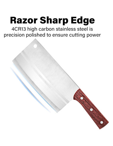 Cuchillo Chino Cleaver TJ POP 19.05 cm Acero Inoxidable Ergonómico