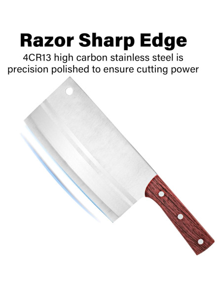 Cuchillo Chino Cleaver TJ POP 19.05 cm Acero Inoxidable Ergonómico