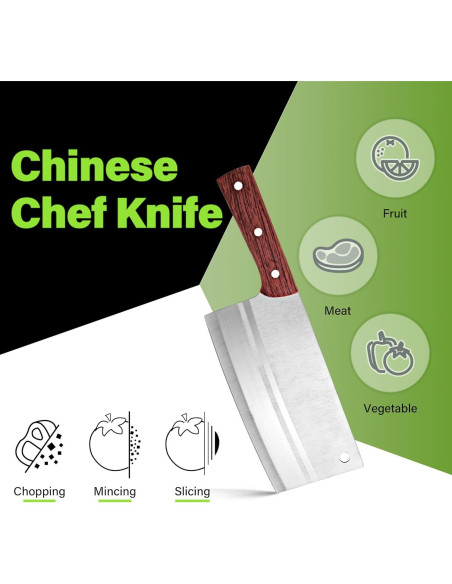 Cuchillo Chino Cleaver TJ POP 19.05 cm Acero Inoxidable Ergonómico