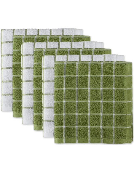 Conjunto de Paños de Cocina DII Basic Terry 6 Piezas 30x30 cm Verde