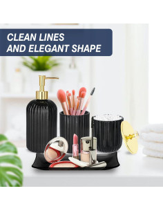 Juego de Accesorios de Baño Jenseits 4 Piezas Vidrio Negro 2
