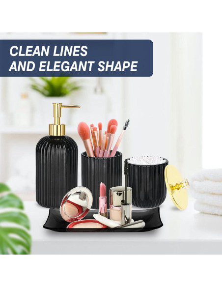 Juego de Accesorios de Baño Jenseits 4 Piezas Vidrio Negro