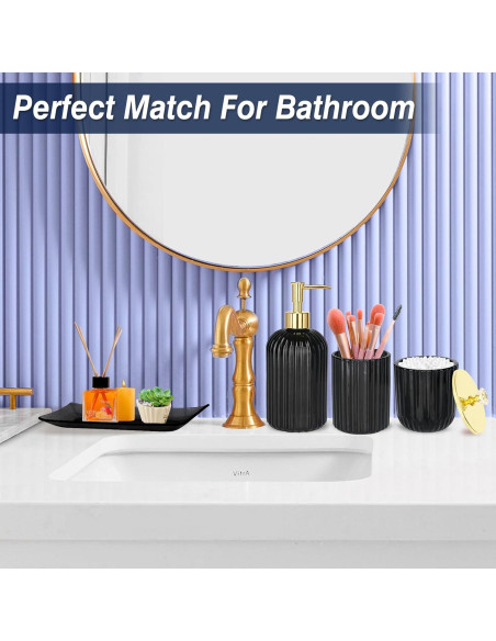 Juego de Accesorios de Baño Jenseits 4 Piezas Vidrio Negro