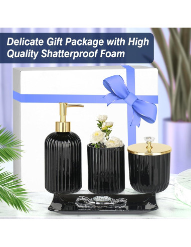 Juego de Accesorios de Baño Jenseits 4 Piezas Vidrio Negro
