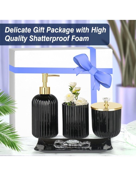 Juego de Accesorios de Baño Jenseits 4 Piezas Vidrio Negro