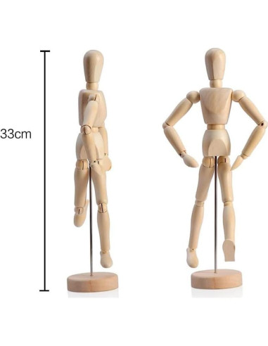 Maniquí de Madera Artístico HSOMiD 30.48 cm con Soporte