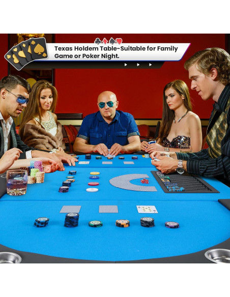Mesa de Póker ECOTOUGE Ovalada Azul 8 Jugadores Plegable