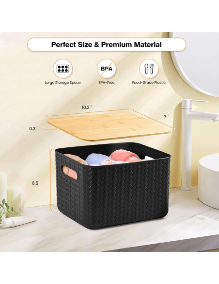 Cajas de Almacenamiento Apilables Ohmlove 4 Piezas 10.2L Negro