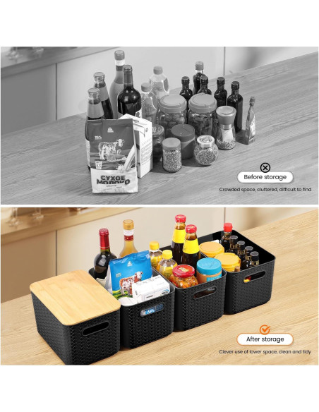 Cajas de Almacenamiento Apilables Ohmlove 4 Piezas 10.2L Negro