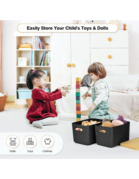 Cajas de Almacenamiento Apilables Ohmlove 4 Piezas 10.2L Negro