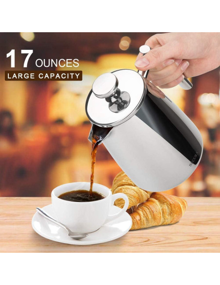 Cafetera de Émbolo Secura 0.5L Acero Inoxidable Aislada