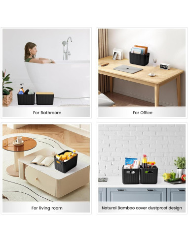 Cajas de Almacenamiento Apilables Ohmlove 4 Piezas 10.2L Negro