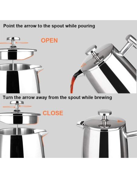 Cafetera de Émbolo Secura 0.5L Acero Inoxidable Aislada