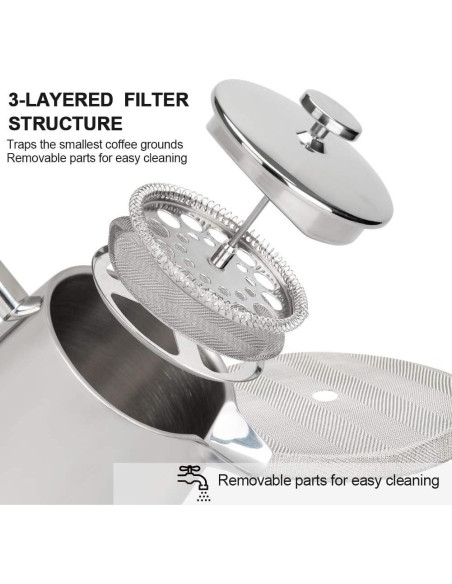 Cafetera de Émbolo Secura 0.5L Acero Inoxidable Aislada