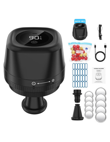 Kit Sellador al Vacío Eléctrico Tomkouni 4 en 1 Negro