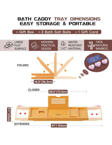 Bandeja Expandible para Bañera Yirilan de Bambú con Bombas