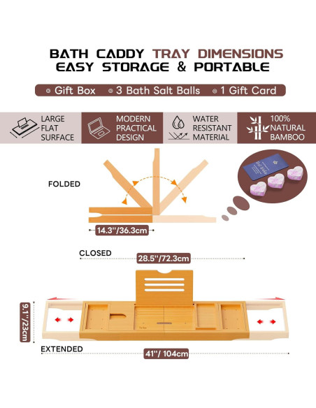 Bandeja Expandible para Bañera Yirilan de Bambú con Bombas