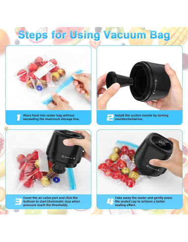 Kit Sellador al Vacío Eléctrico Tomkouni 4 en 1 Negro