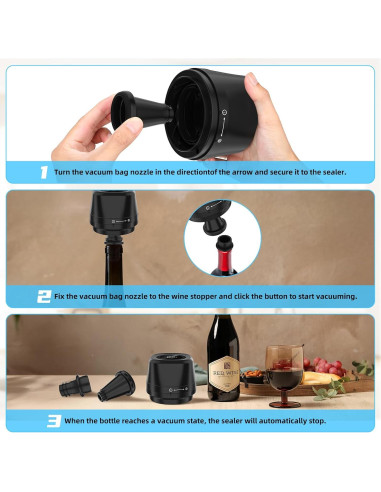 Kit Sellador al Vacío Eléctrico Tomkouni 4 en 1 Negro