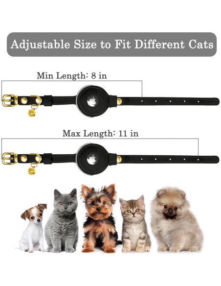 Collar Reflectante de Cuero para Gatos OOPSDOGGY Negro