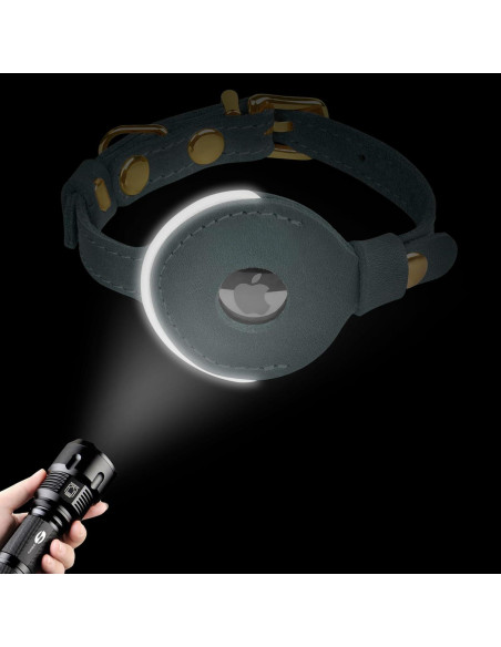 Collar Reflectante de Cuero para Gatos OOPSDOGGY Negro