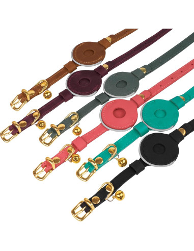 Collar Reflectante de Cuero para Gatos OOPSDOGGY Negro