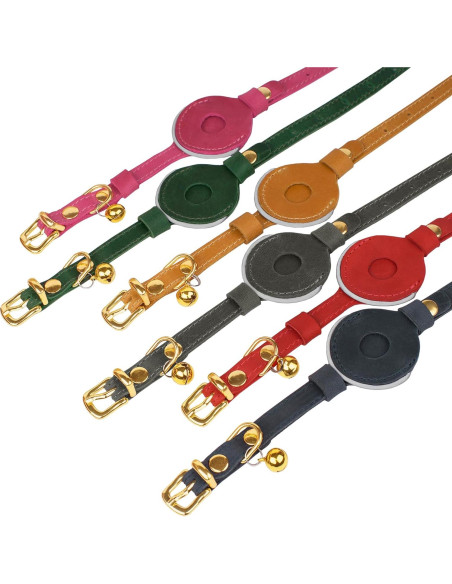 Collar Reflectante de Cuero para Gatos OOPSDOGGY Negro