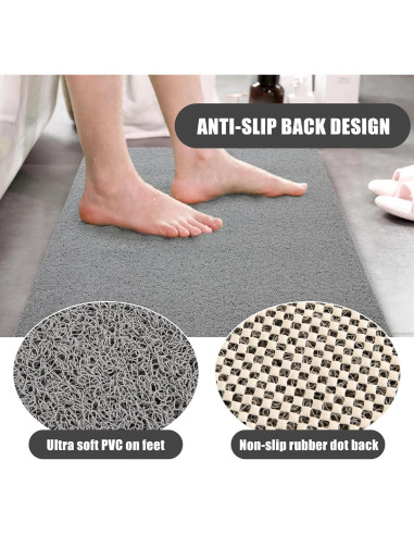 Tapete de Ducha Antideslizante HOMBYS 119x81 cm Gris