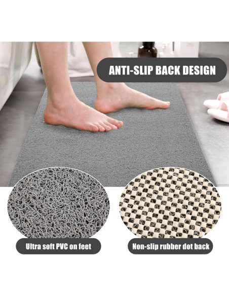 Tapete de Ducha Antideslizante HOMBYS 119x81 cm Gris