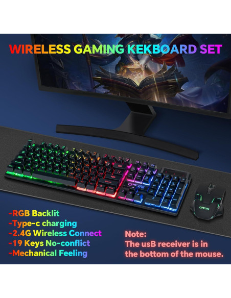 Combo Teclado y Ratón Inalámbrico CHONCHOW G220 RGB