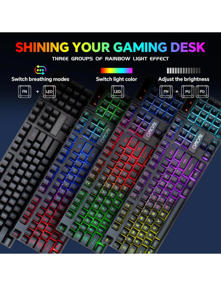 Combo Teclado y Ratón Inalámbrico CHONCHOW G220 RGB
