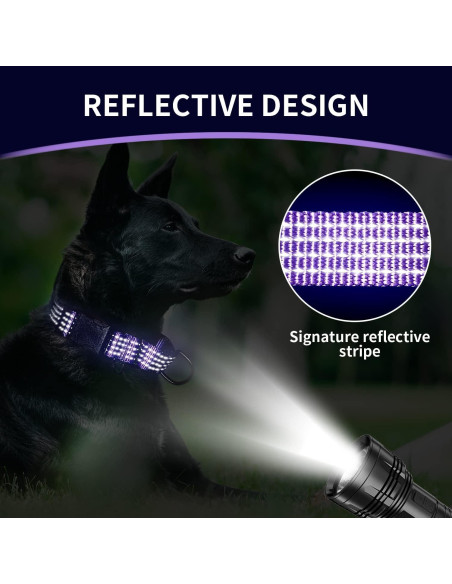 Collar Martingale LUCKYDC Ajustable Reflectante para Perros M Negro