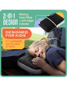 Almohada de Camping TCOMF para Niños 25x40 cm Espuma Memoria 2