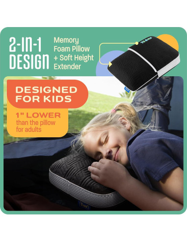 Almohada de Camping TCOMF para Niños 25x40 cm Espuma Memoria