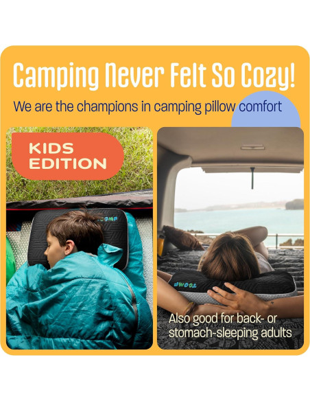 Almohada de Camping TCOMF para Niños 25x40 cm Espuma Memoria