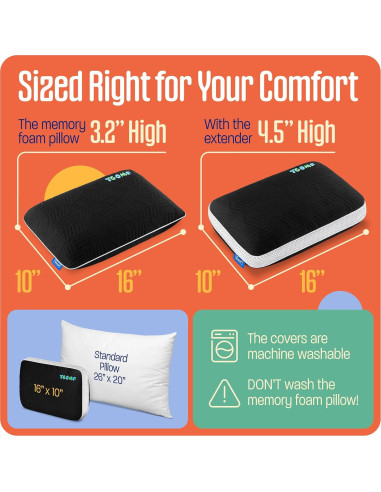 Almohada de Camping TCOMF para Niños 25x40 cm Espuma Memoria