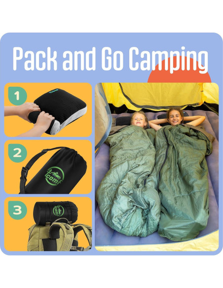 Almohada de Camping TCOMF para Niños 25x40 cm Espuma Memoria