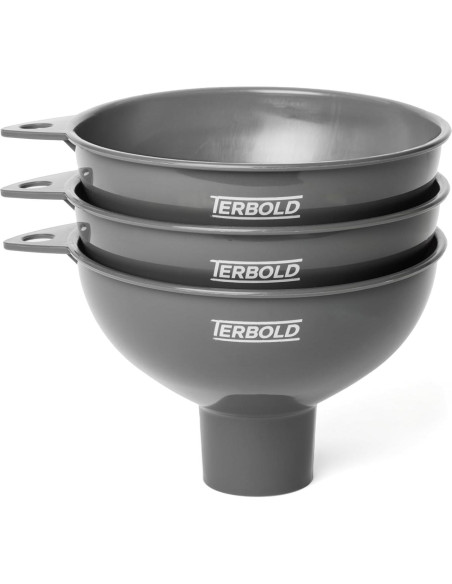 Embudos de Plástico Terbold 3 Piezas Boca Ancha Grises