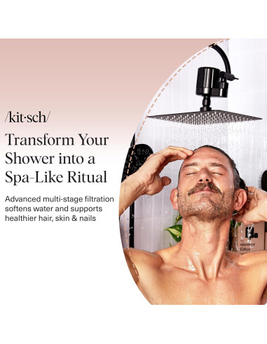 Filtro de Ducha Kitsch Negro - Ablandador de Agua Dura 396g