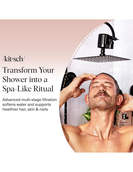 Filtro de Ducha Kitsch Negro - Ablandador de Agua Dura 396g