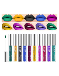 Set de Pintalabios KYDA 10 Colores Mate y Brillo Metálico