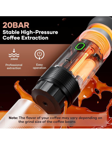 Máquina de Café Espresso Portátil Kejector Gris 7500mAh