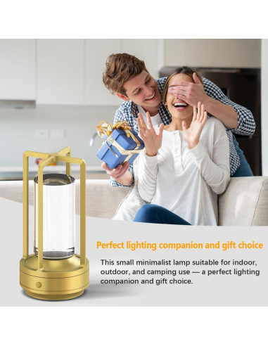 Juego de 2 Lámparas de Mesa Inalámbricas Recargables LED Oro