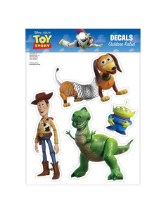 Set de 4 Calcomanías Toy Story Disney - Woody, Rex, Slinky y Alien