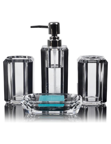 Juego de Accesorios de Baño Acrílico LGURT 4 Piezas Negro